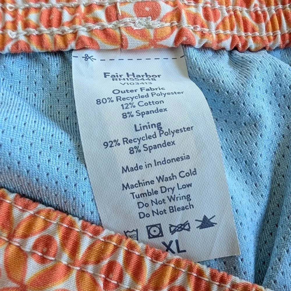 Fair Harbor Men's Bayberry Orange Geometric Swim Trunks XL Board Shorts